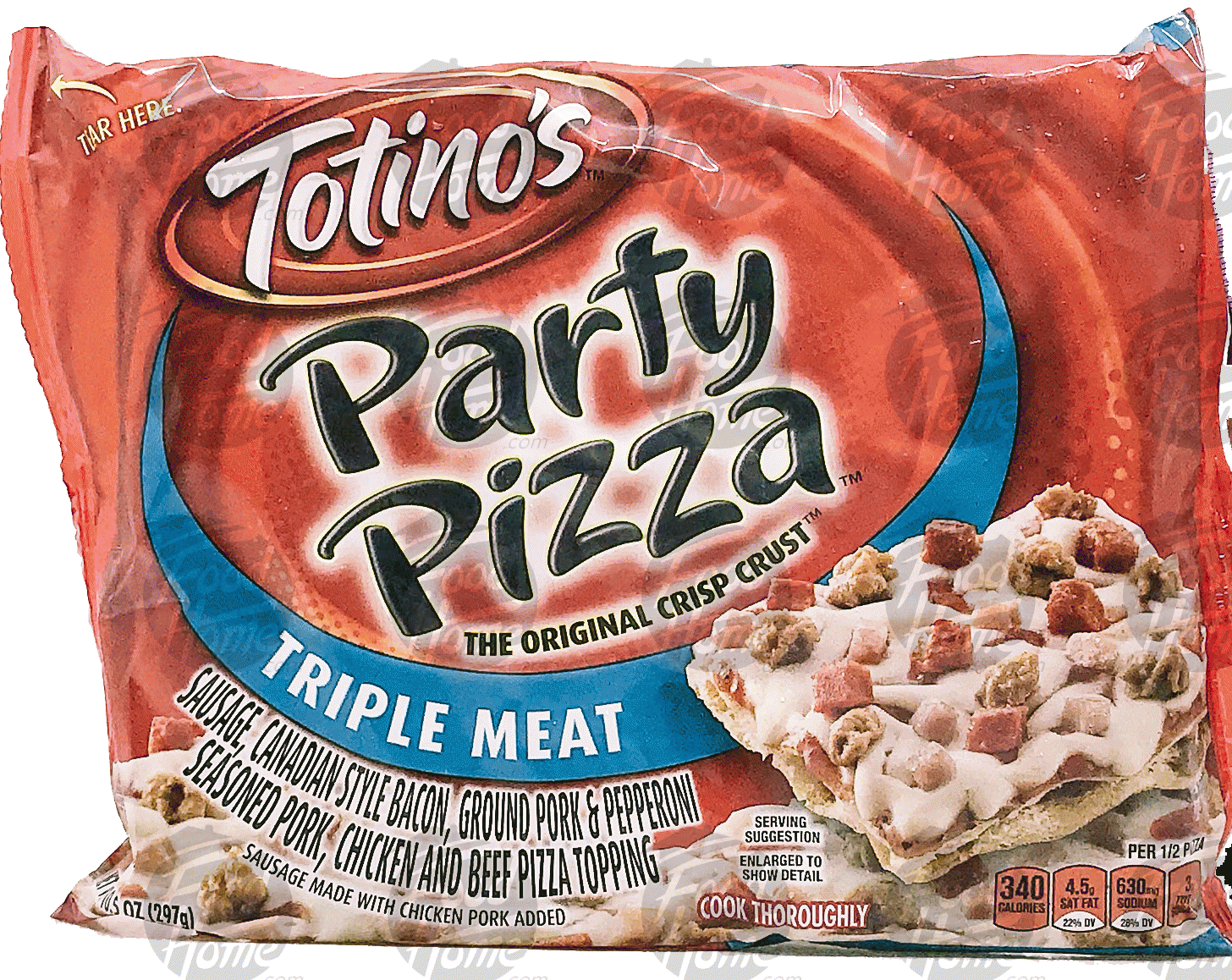 Totino's Party Pizza three meat party pizza; sausage, canadian style bacon & pepperoni Full-Size Picture